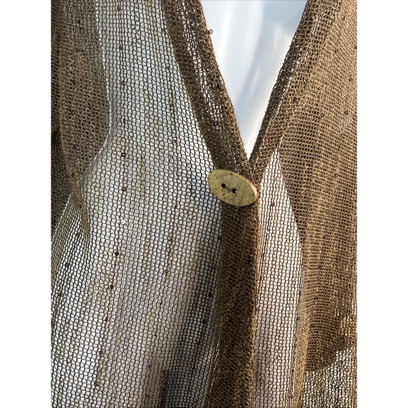 Krazy Kat Lagenlook Brown‎ Netted Bolero Cardigan Beach Oversized M Boho Cottage - Picture 2 of 11